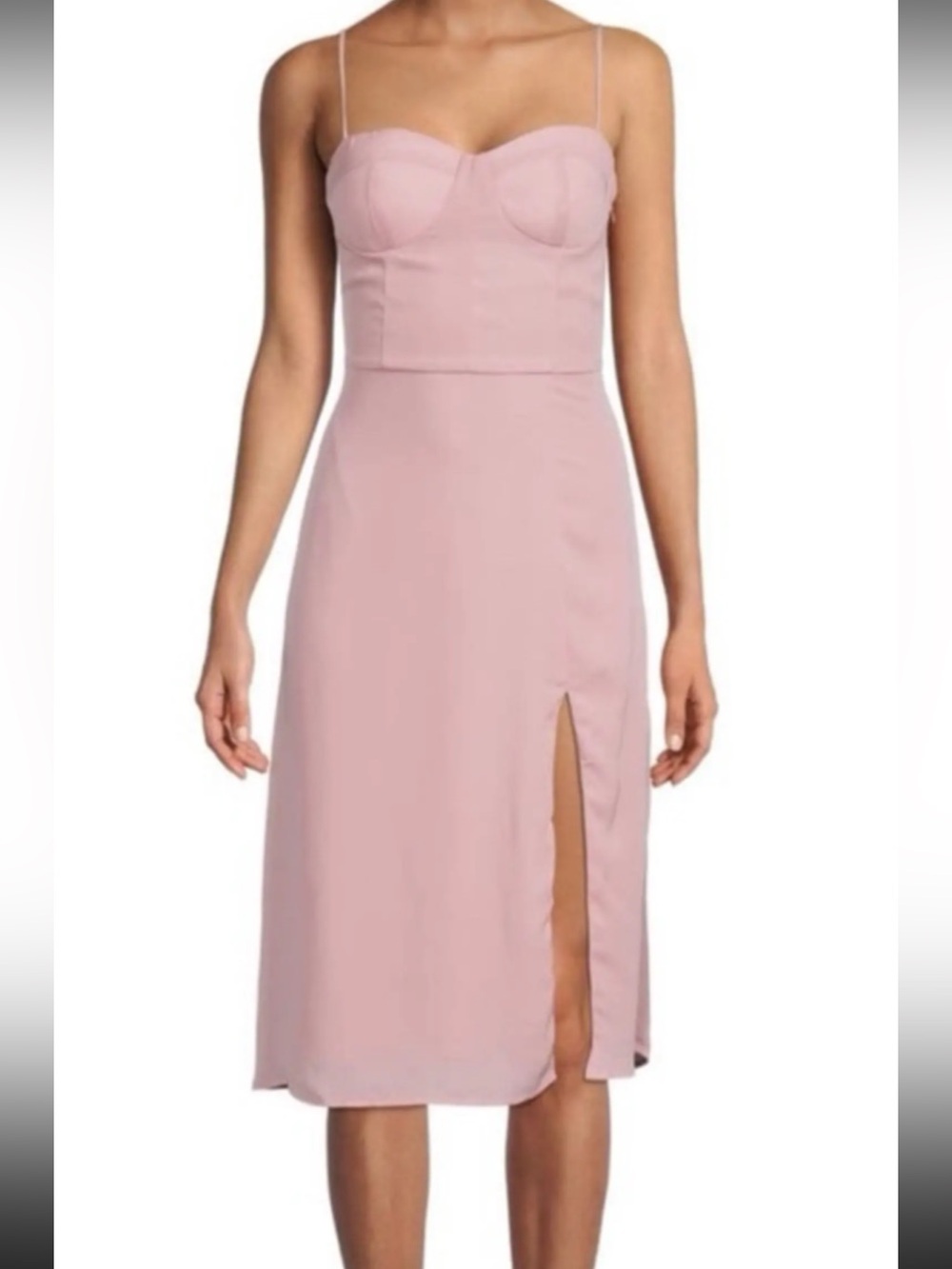 Socialite Blush Pink Midi Dress with Side Slit